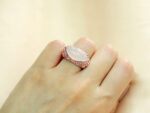 Πανέμορφο Γυναικείο Δαχτυλίδι με Ροζ Πέτρα Καμπουσόν Ασήμι 925 Ζιργκόν Πέτρες