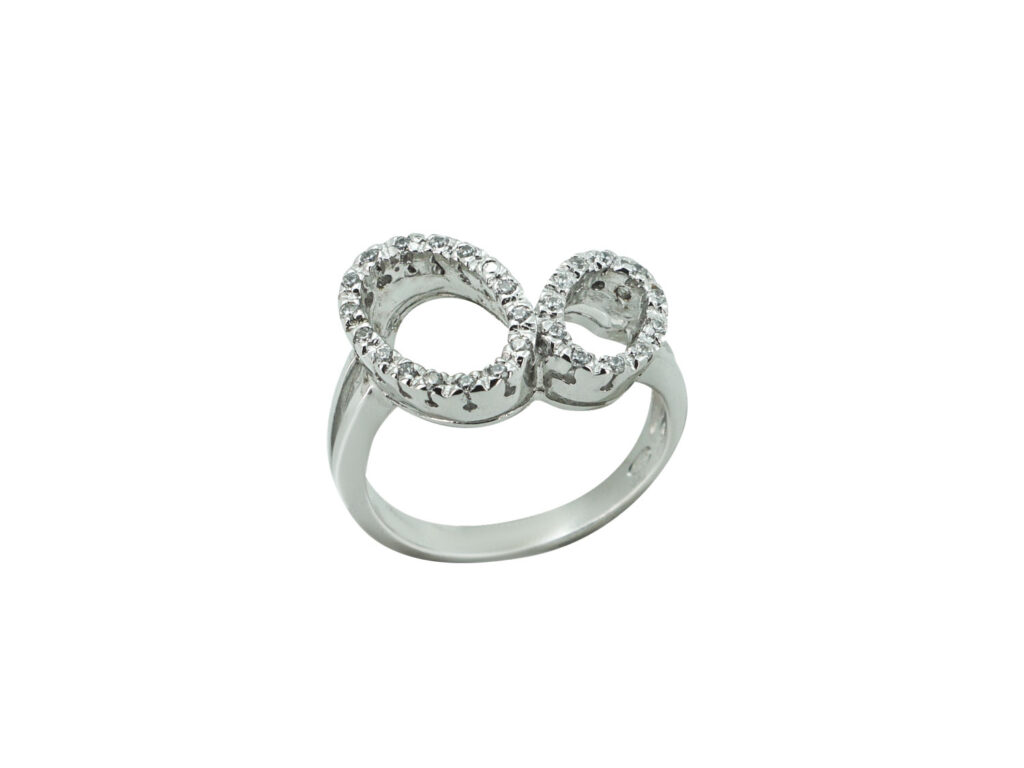 Ασημένιο Δαχτυλίδι Με Κύκλο Διπλό 925 Πέτρες Ζιργκόν