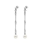 Σκουλαρίκια Κρεμαστά Ασημένια 925 Μαργαριτάρια Ζιργκόν Πέτρες Γυναικεία Ασημί Χρώμα