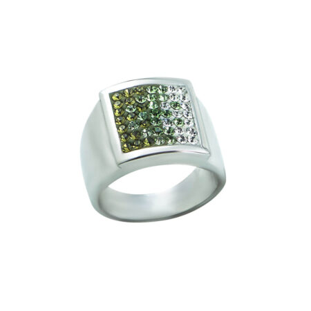 Ασημένιο 925 Δαχτυλίδι Γυναικείο Με Πέτρες Ζιργκόν Πράσινες Λευκές