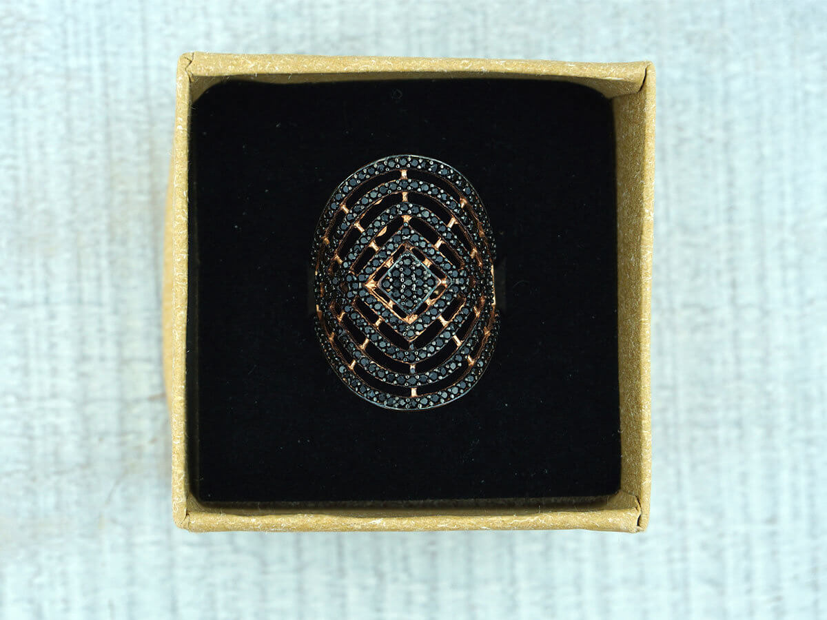Ασημένιο 925 Γυναικείο Δαχτυλίδι Ροζ Χρυσό Χρώμα Ιστός Αράχνης