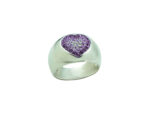 Ασημένιο Δαχτυλίδι Καρδιά 925 Λευκές Μωβ Ζιργκόν Πέτρες