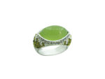 Ασημένιο Δαχτυλίδι Με Πράσινη Πέτρα Καμπουσόν 925 Λευκές Πράσινες Πέτρες Ζιργκόν