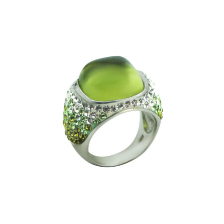 Ασημένιο Δαχτυλίδι Με Πράσινη Πέτρα Καμπουσόν Λευκές Πράσινες Πέτρες Ζιργκόν Ασήμι 925