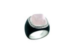 Ασημένιο Δαχτυλίδι Με Ροζ Πέτρα Καμπουσόν Λευκές Πέτρες Ζιργκόν Σμάλτο Ασήμι 925