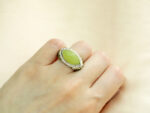 Ασημένιο Δαχτυλίδι 925 με Πράσινη Πέτρα Καμπουσόν Γυναικείο Πέτρες Ζιργκόν