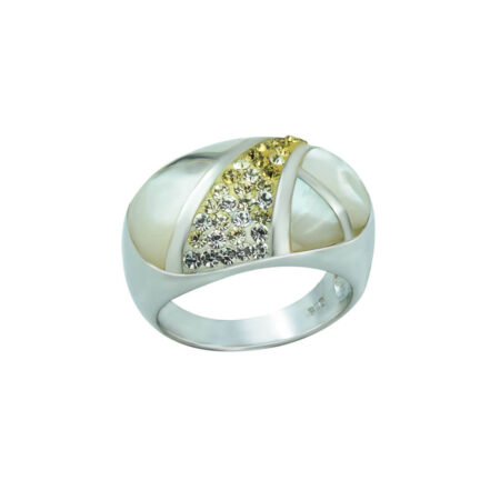 Ασημένιο Δαχτυλίδι 925 Με Σμάλτο Φίλντισι Και Ζιργκόν Λευκές Κίτρινες Πέτρες