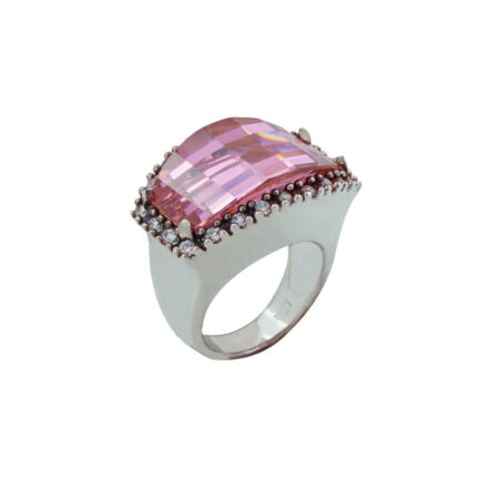 Ασημένιο Δαχτυλίδι Με Ροζ Πέτρα Ζιργκόν 925 Γυναικείο