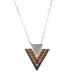 Γυναικείο Ασημένιο Κολιέ με Γεωμετρικά Σχήματα 925 Ζιργκόν Πέτρες Τρίγωνο Αλυσίδα Λαιμού