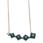 Μενταγιόν Ροζ Επίχρυσο 925 Γυναικείο Τυρκουάζ Ζιργκόν Πέτρες Αλυσίδα Λαιμού