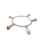 Τρίχρωμο Ασημένιο Βραχιόλι Χεριού Παντοφλάκια 925 Γυναικείο