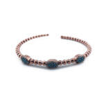 Ασημένιο Γυναικείο Βραχιόλι Χεριού Χειροπέδα Ροζ Επίχρυση 925 Τιρκουάζ Ζιργκόν