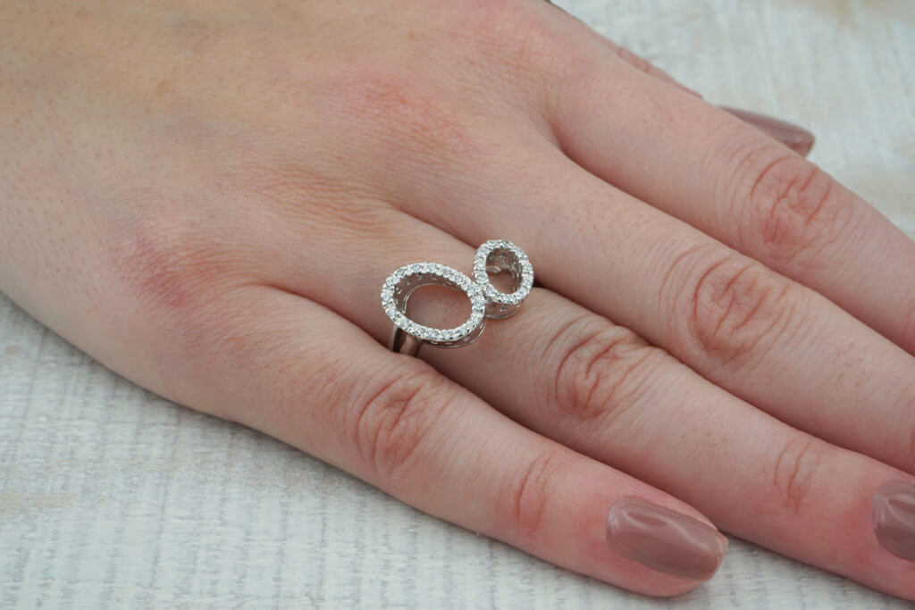 Ασημένιο Πέτρες Δαχτυλίδι Ασημί