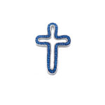 Ασημένιος Σταυρός 925 με Μπλε Πέτρες Ζιργκόν Αλυσίδα Λαιμού Γυναικείος