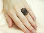 Γυναικείο Επίχρυσο Δαχτυλίδι Ιστός Αράχνης Μαύρες Πέτρες Ζιργκόν Ασήμι 925