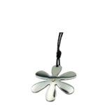 Ατσάλινο Κολιέ Λουλούδι Χρυσό 18Κ Μαύρο Κορδόνι