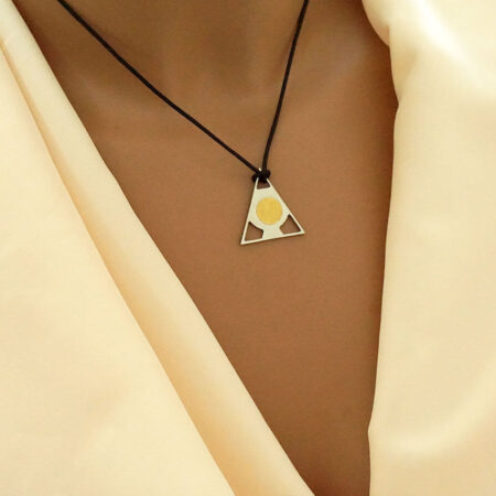 Ατσάλινο Κολιέ Με Γεωμετρικά Σχέδια Triangle Gold 14K Stainless Steel