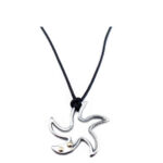 Ατσάλινο Μενταγιόν Αστερίας 316L Χρυσό 14Κ Μαύρο Κορδόνι