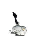 Ατσάλινο Μενταγιόν Ελεφαντάκι Στοιχεία Χρυσού 14Κ Μαύρο Κορδόνι