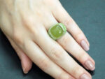 Ασημένιο Δαχτυλίδι με Πράσινη Πέτρα Καμπουσόν Πράσινες Πέτρες Ζιργκόν