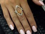 Δαχτυλίδι με Πορτοκαλί Ζιργκόν Πέτρα Λευκές Πέτρες Γυναικείο