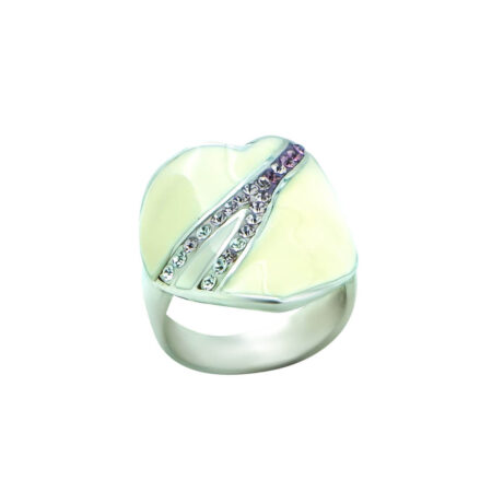 Δαχτυλίδι Καρδιά Με Σμάλτο Λευκές Μωβ Πέτρες Ζιργκόν Ασήμι 925