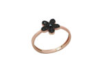Γυναικείο Δαχτυλίδι Λουλούδι Ροζ Επίχρυσο 925 Ασήμι Μαύρες Πέτρες Ζιργκόν