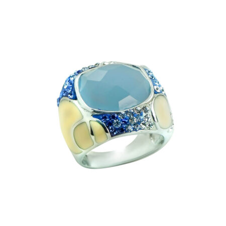 Δαχτυλίδι Με Γαλάζια Πέτρα Καμπουσόν Πέτρες Ζιργκόν Ασημένιο 925