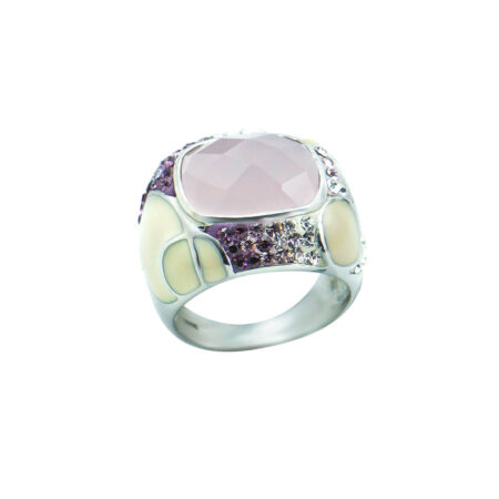 Δαχτυλίδι Με Ροζ Και Μωβ Ζιργκόν Πέτρες Σμάλτο Ασήμι 925