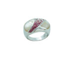 Δαχτυλίδι Με Σμάλτο Φίλντισι Και Ζιργκόν Πέτρες Ροζ Λευκές Ασήμι 925