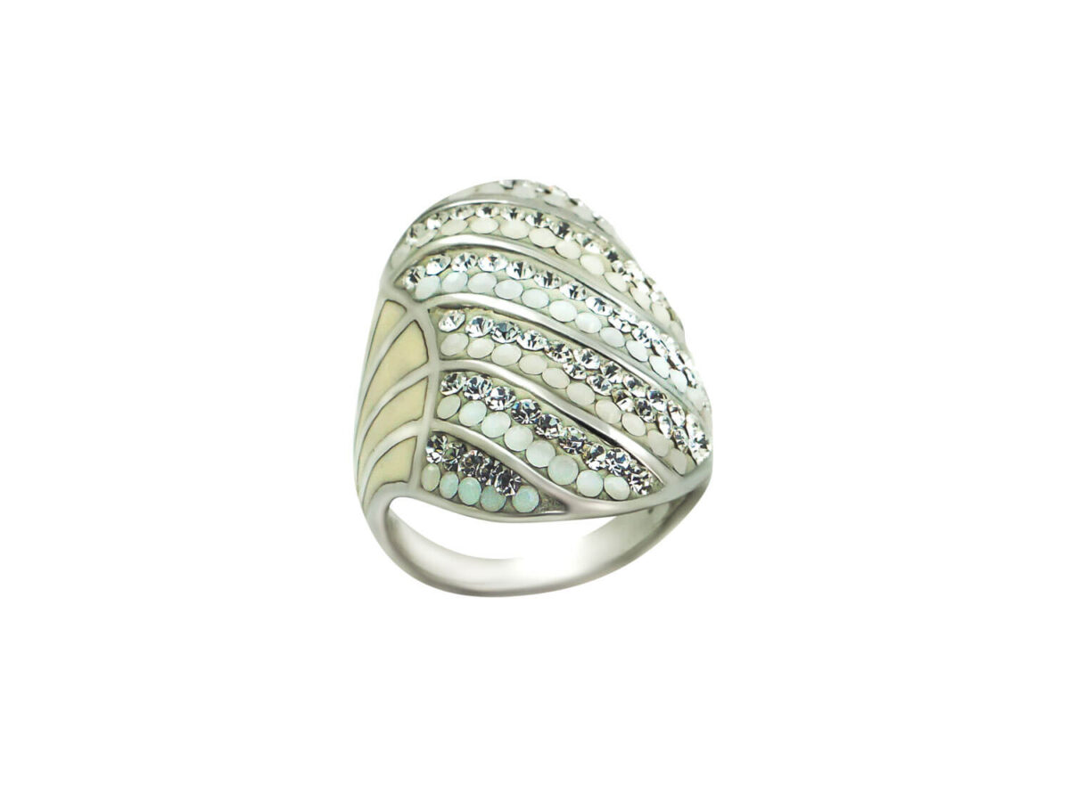 Δαχτυλίδι Με Σμάλτο Λευκές Πέτρες Ζιργκόν Ασήμι 925