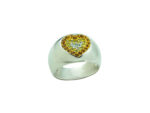 Δαχτυλίδι Σε Σχήμα Καρδιάς Ασήμι 925 Λευκές Πορτοκαλί Κίτρινες Ζιργκόν Πέτρες
