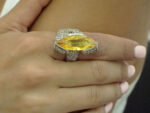 Δαχτυλίδι με Πορτοκαλί Ζιργκόν Πέτρα Λευκές Πέτρες Ασήμι 925