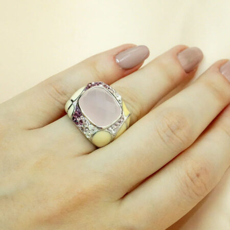 Δαχτυλίδι με Ροζ και Μωβ Ζιργκόν Πέτρες Γυναικείο