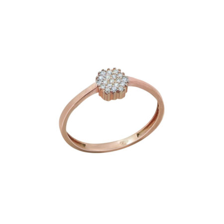 Δαχτυλίδι Ροζέτα Λευκές Ζιργκόν Πέτρες Ροζ Επιχρυσωμένο Ασήμι 925