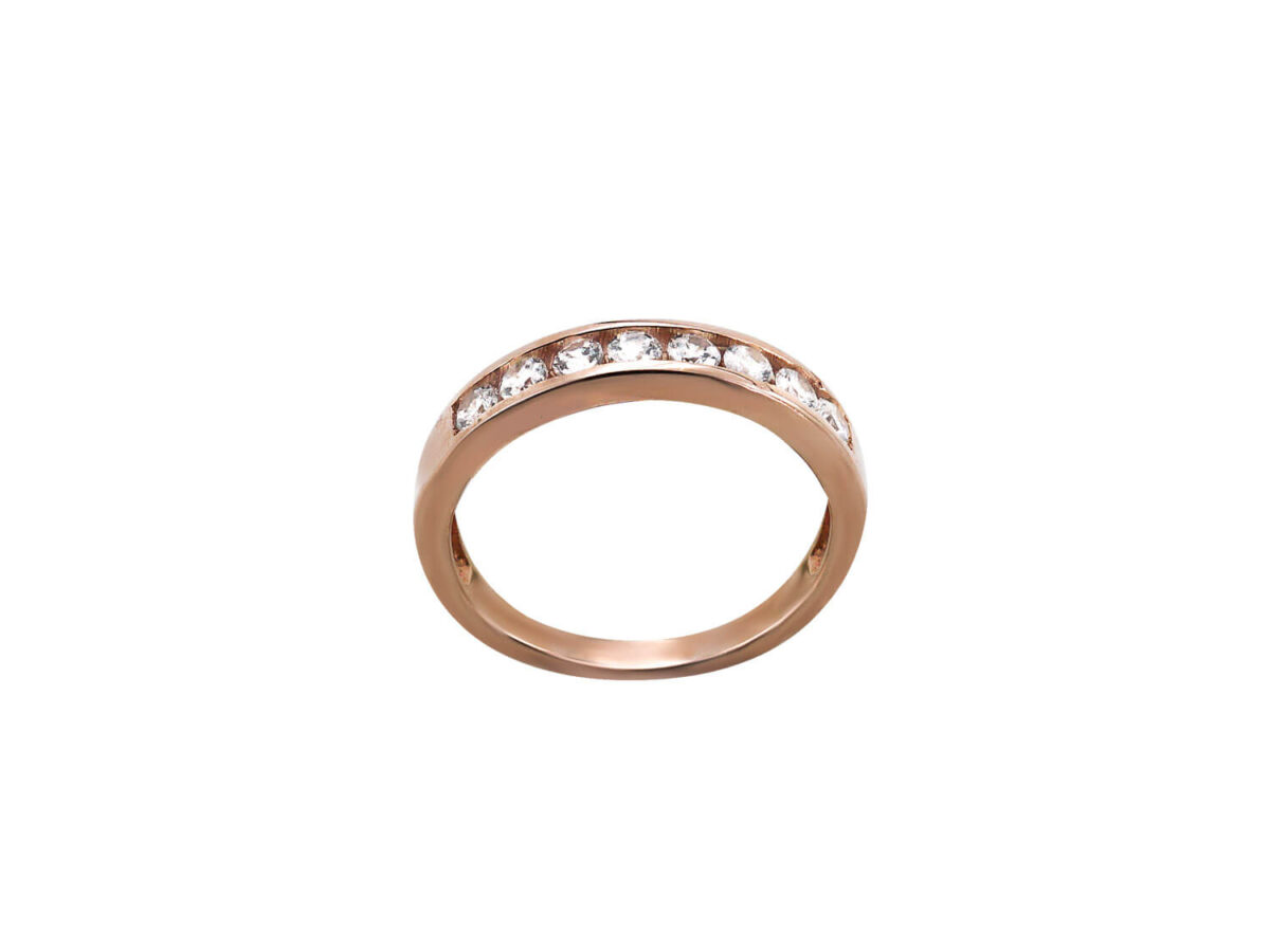 Δαχτυλίδι Σειρέ Με Ζιργκόν Λευκές Πέτρες Ροζ Επιχρυσωμένο Ασήμι 925