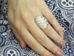 Εντυπωσιακό Δαχτυλίδι με Σμάλτο Ασημένιο 925 Λευκές Πέτρες Ζιργκόν