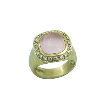 Επίχρυσο Δαχτυλίδι 925 Ροζ Πέτρα Λευκές Ζιργκόν Γυναικείο