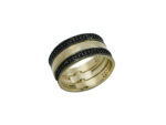 Επίχρυσο Τριπλό Δαχτυλίδι Με Μαύρες Ζιργκόν Πέτρες Ασήμι 925