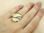 Επίχρυσο Δαχτυλίδι Λουλούδι Ασήμι 925 Μπλε Πέτρες Ζιργκόν Σμάλτο