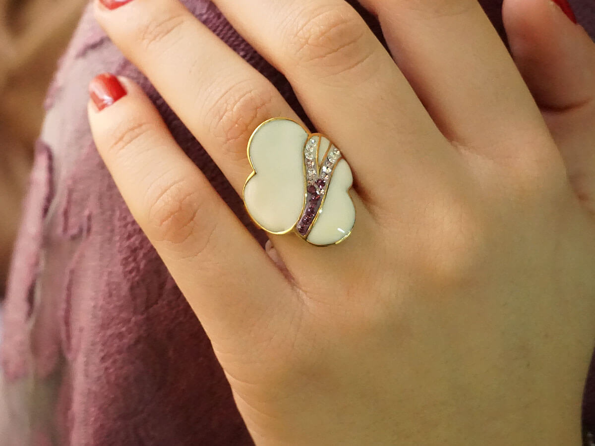 Επίχρυσο Δαχτυλίδι Λουλούδι Λευκές Ροζ Μωβ Πέτρες Ζιργκόν Ασήμι 925