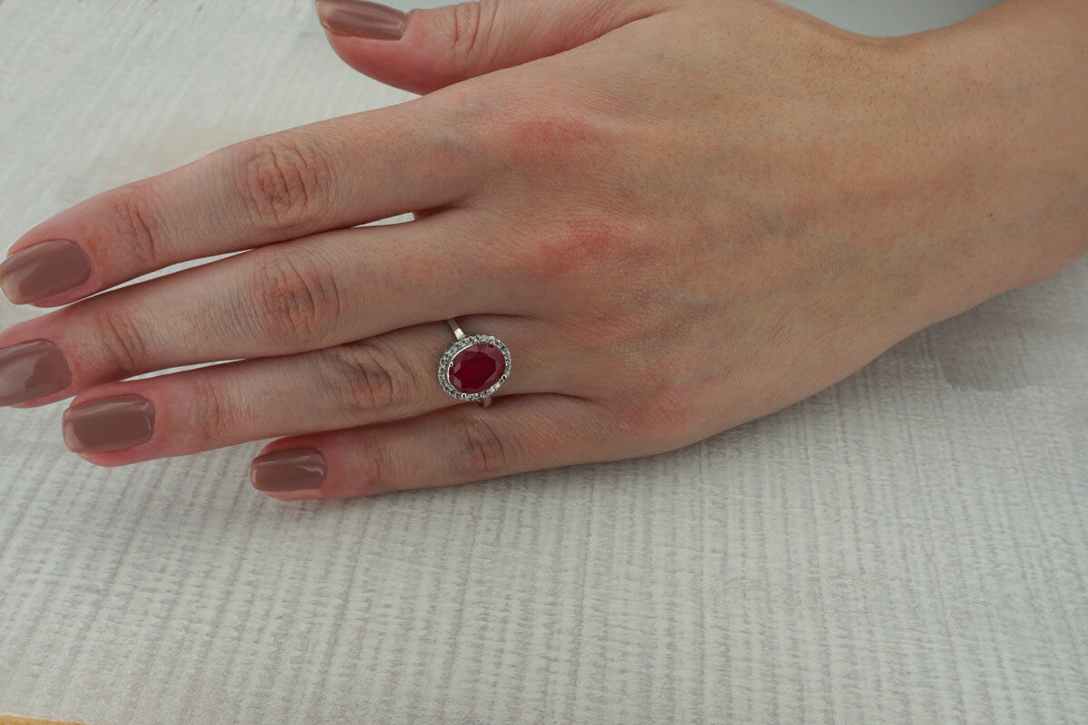 Γυναικείο Δαχτυλίδι 925 Κόκκινη Ροζέτα
