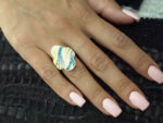 Γυναικείο Δαχτυλίδι σε Σχήμα Λουλουδιού Ασημένιο 925 Λευκές Τιρκουάζ Πέτρες Ζιργκόν