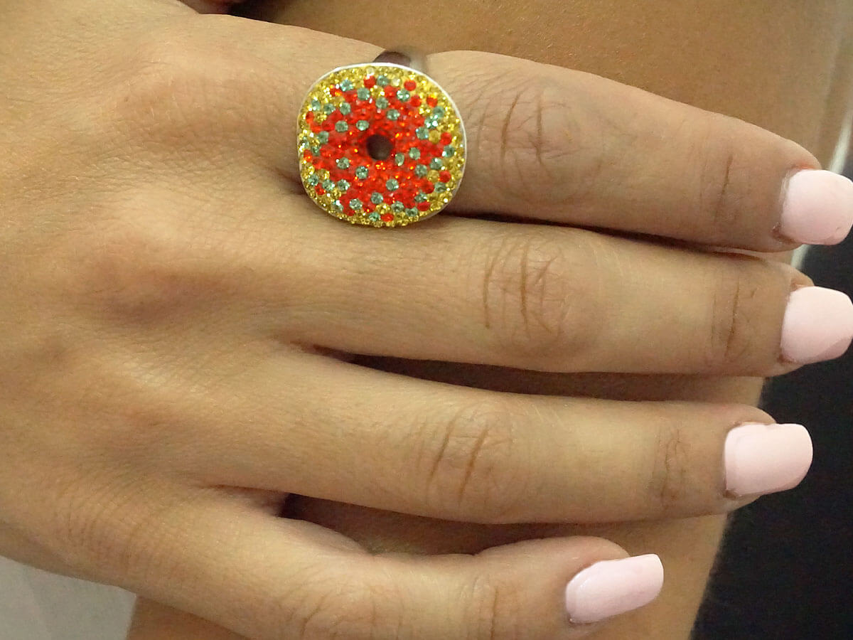 Ασημένιο Δαχτυλίδι Doughnut 925 Γυναικείο Πέτρες Ζιργκόν