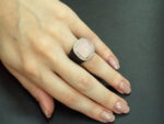 Γυναικείο Ασημένιο Δαχτυλίδι 925 με Ροζ Πέτρα Καμπουσόν Λευκές Πέτρες Ζιργκόν