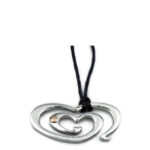 Γυναικείο Ατσάλινο Κολιέ Καρδιά Χρυσό 18Κ Μαύρο Κορδόνι