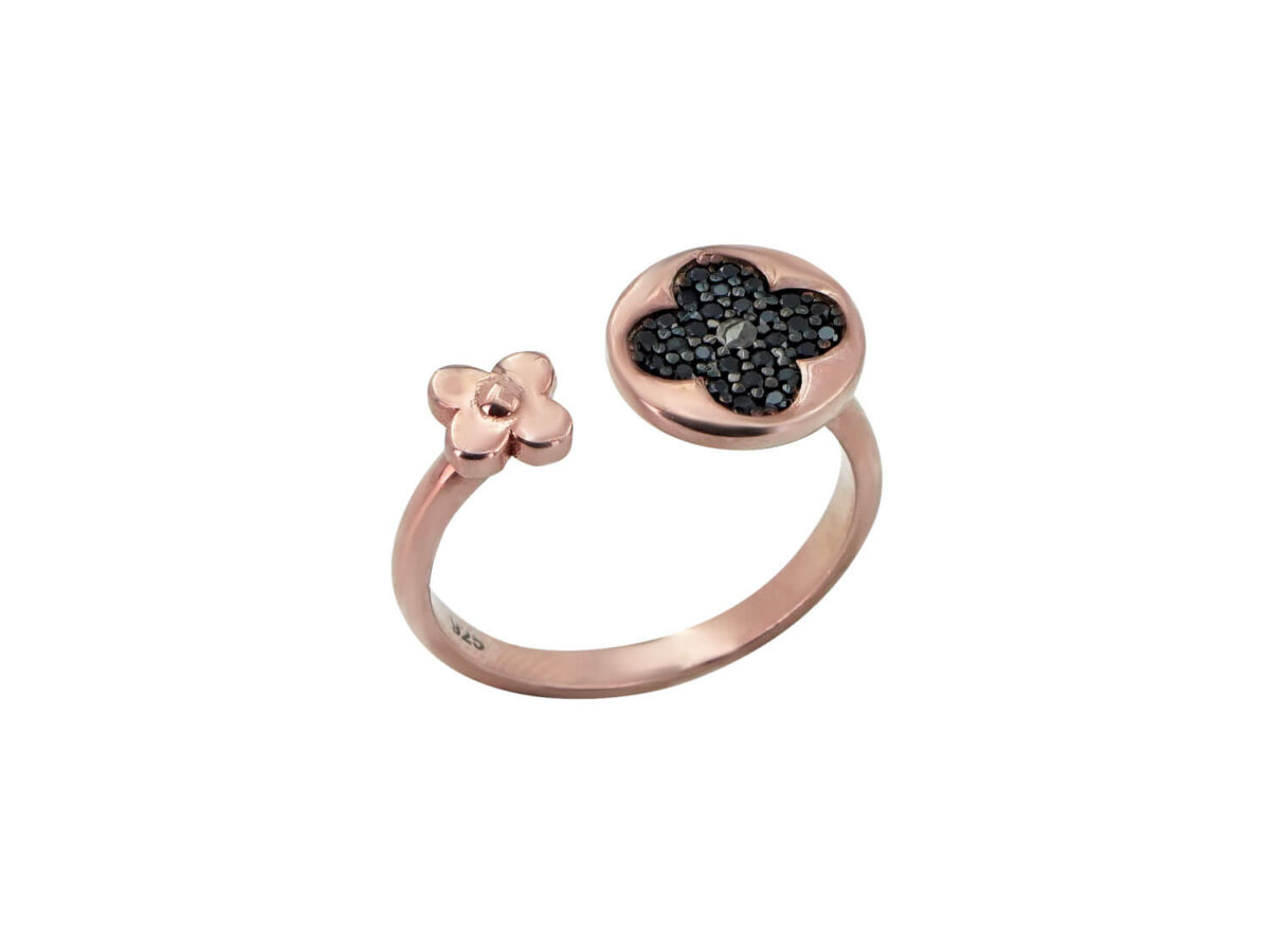 Γυναικείο Δαχτυλίδι Με Σχέδιο Μαργαρίτα Ροζ Επιχρυσωμένο Ασήμι 925