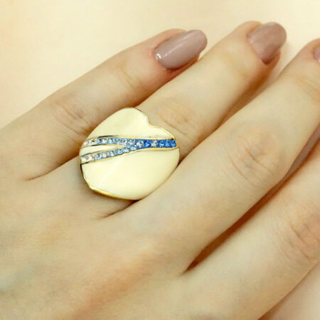 Γυναικείο Δαχτυλίδι Καρδιά με Σμάλτο Λευκό Πέτρες Ζιργκόν