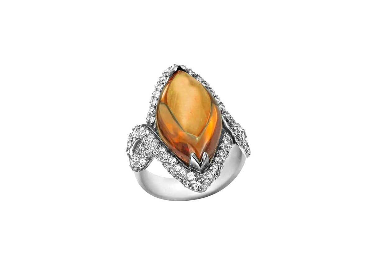 Γυναικείο Δαχτυλίδι Με Πορτοκαλί Ζιργκόν Πέτρες Ασήμι 925