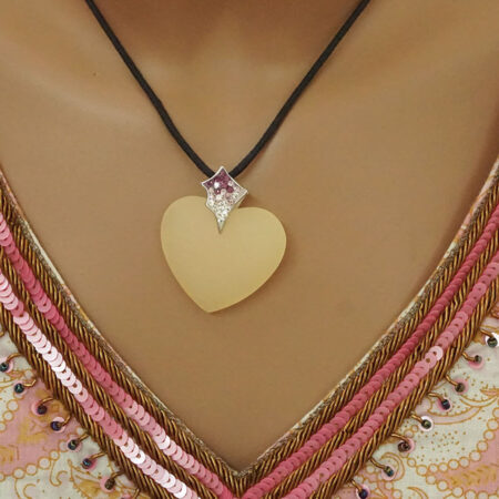 Γυναικείο Κολιέ σε Σχήμα Καρδιάς από Αχάτη Ζιργκόν Πέτρες Ασήμι 925